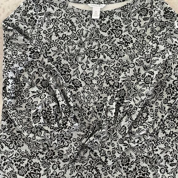 OPHELIA ROE gray & black floral knit‎ women’s long balloon sleeve shirt size XL - Picture 6 of 10